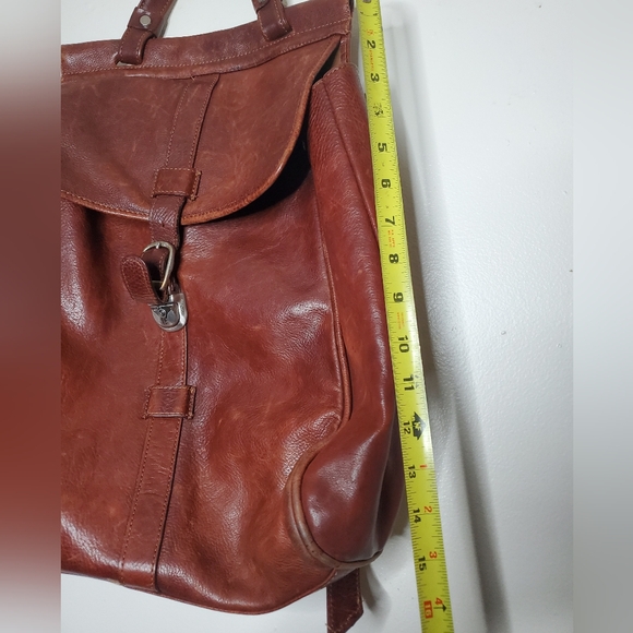 Wilson's Leather Mini Bookbag Distressed Brown Carry Handle - Picture 13 of 14